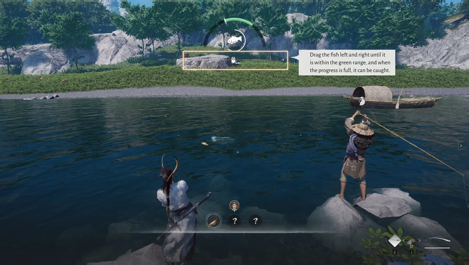 The game's tutorial picture for Fishing