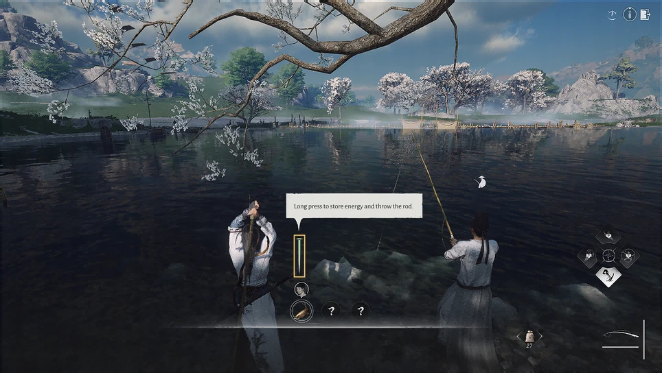 The game's tutorial picture for Fishing